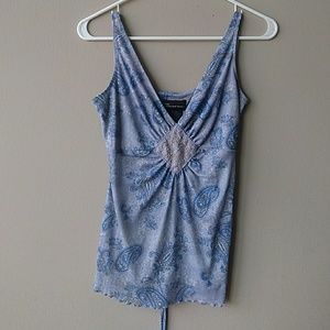 Blue paisley print tank top